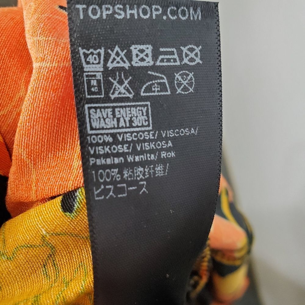 NEW TOPSHOP skirt linear orange floral wrap midi 8 - Picture 8 of 9